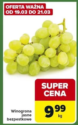 Winogrona jasne bezpestkowe promocja w Carrefour Express