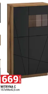 Witryna C Orient 157x94x42,5cm kolor dąb Delano ciemny/czarny promocja w Merkury Market