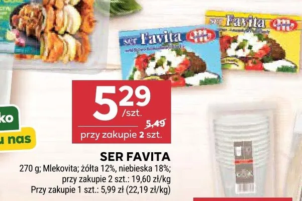 Ser Favita niebieski 18% Mlekovita promocja w Stokrotka