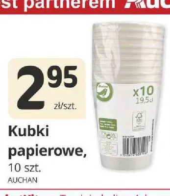 Kubki papierowe Auchan 10-pak promocja w Marketvita