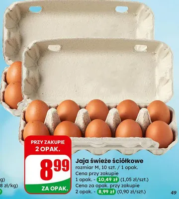 Jaja świeże ściółkowe rozmiar M 10 szt. promocja w Dino