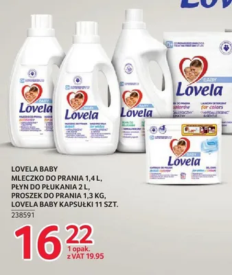 Mleczko do prania Lovela Baby 1,4 l, płyn do płukania 2 l, proszek do prania 1,3 kg, kapsułki 11 szt. promocja w Selgros