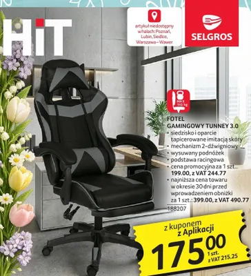 Fotel gamingowy TUNNEY 3.0 promocja w Selgros