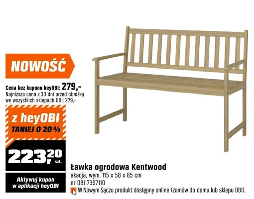 Ławka ogrodowa Kentwood promocja w OBI