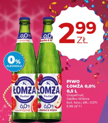 Piwo ŁOMŻA 0,0% 0,5 L Jabłko-Wiśnia promocja w Duży Ben