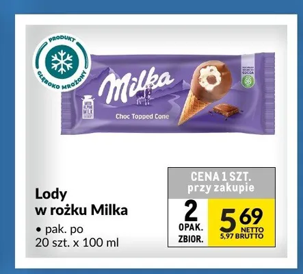 Lody w rożku Milka promocja w Makro