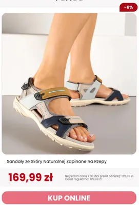 Sandały ze skóry naturalnej zapinane na rzepy Renee promocja w Renee