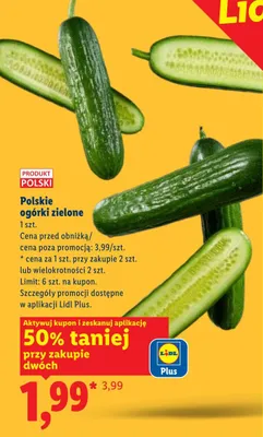 Ogórki zielone polskie promocja w Lidl