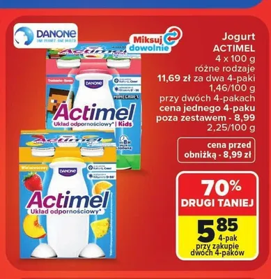 Jogurt Danone Actimel 4-pak promocja w Carrefour