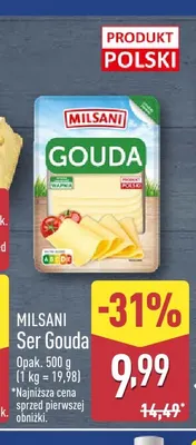Ser gouda w plastrach Milsani promocja w Aldi