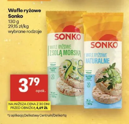 Wafle ryżowe Sonko naturalne promocja w Delikatesy Centrum