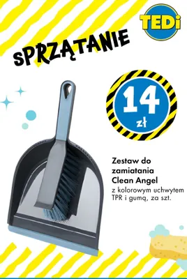 Zestaw do zamiatania z kolorowym uchwytem TPR i gumą promocja w Tedi