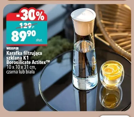 Karafka filtrująca szklana Wessper K1 Borosilicate Actitex promocja w Biedronka Home