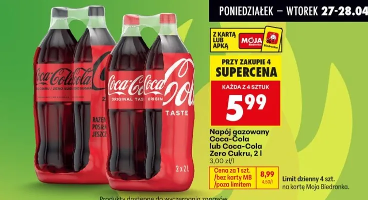 Napój gazowany Coca-Cola promocja w Biedronka