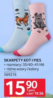 Skarpety kot i pies, rozmiary 35/40-41/46 promocja w Selgros