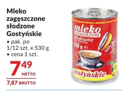Mleko zagęszczone słodzone Gostyńskie promocja w Makro