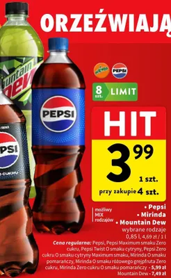 Napój gazowany Mountain Dew wybrane rodzaje promocja w Intermarche