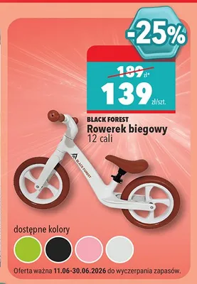 Rowerek biegowy Black Forest 12 cali promocja w Biedronka