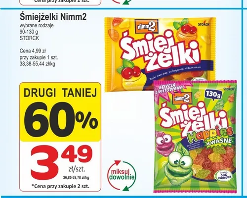 Żelki nimm2 Śmiejżelki Happies Kwaśne promocja w Marketvita