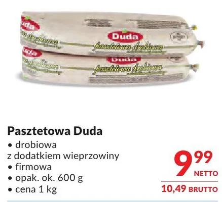 Pasztetowa Duda drobiowa z dodatkiem wieprzowym firmowa promocja w Makro