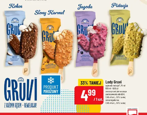 Lody na patyku pistacjowe Sammontana Gruvi promocja w POLOmarket