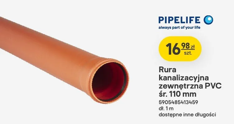 Rura kanalizacyjna zewnętrzna PVC śr. 110 mm promocja w Castorama