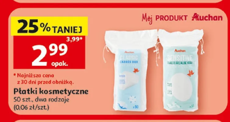 Płatki kosmetyczne Auchan promocja w Auchan