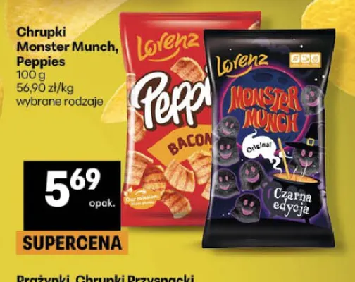 Chrupki Monster Munch Czarna edycja Lorenz promocja w Delikatesy Centrum
