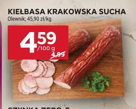Kiełbasa krakowska sucha Olewnik promocja w Stokrotka