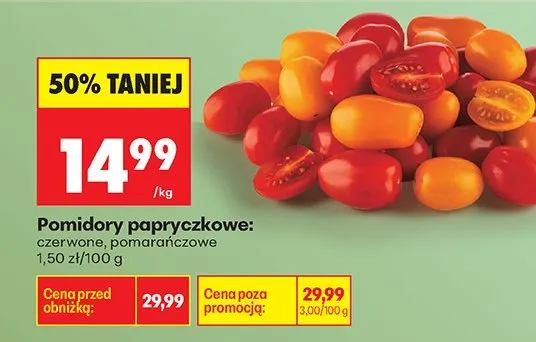 Pomidory papryczkowe czerwone, pomarańczowe promocja w Biedronka