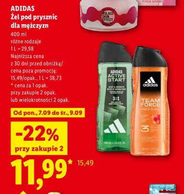 Żel pod prysznic dla mężczyzn Team Force Adidas promocja w Lidl