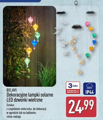 Dekoracyjne lampki solarne LED dzwonki wietrzne promocja w Aldi