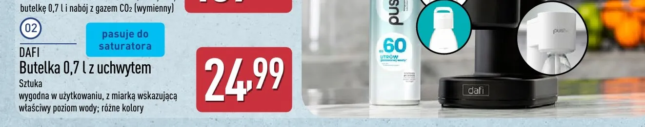 Butelka do saturatora Dafi 0,7 l z uchwytem promocja w Aldi