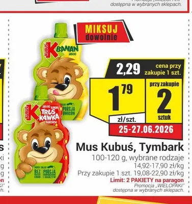 Mus owocowy Kubuś promocja w Delikatesy Sezam