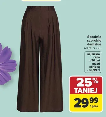 Spodnie szerokie damskie promocja w Carrefour