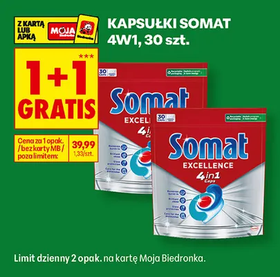 Kapsułki do zmywarki Somat Excellence 4w1 promocja w Biedronka