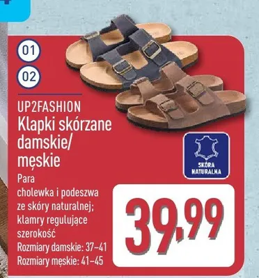 Klapki skórzane damskie Up2Fashion promocja w Aldi
