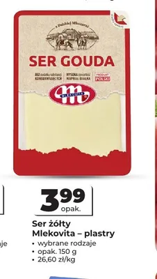 Ser żółty Gouda Mlekovita plastry promocja w Odido