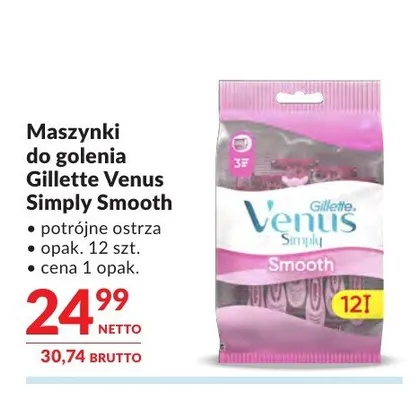 Maszynki do golenia Gillette Venus Simply Smooth 12-pak promocja w Makro