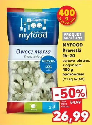 Krewetki 16-20 surowe, obrane, z ogonkami opakowanie promocja w Kaufland