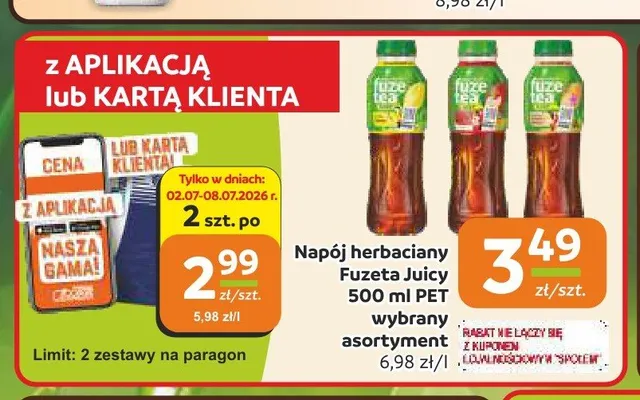 Napój herbaciany Fuzeta Juicy promocja w Społem Częstochowa