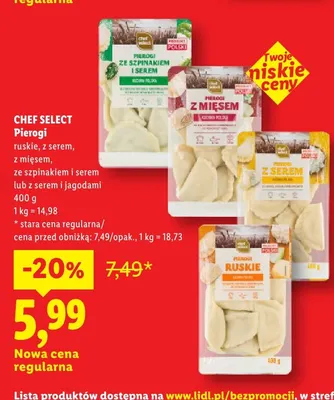 Pierogi z serem Chef Select promocja w Lidl