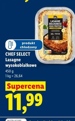 Lasagne wysokobiałkowe Chef Select Lasagne Bolognese High Protein promocja w Lidl