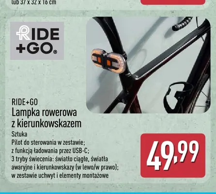 Lampka rowerowa z kierunkowskazem Ride+Go promocja w Aldi