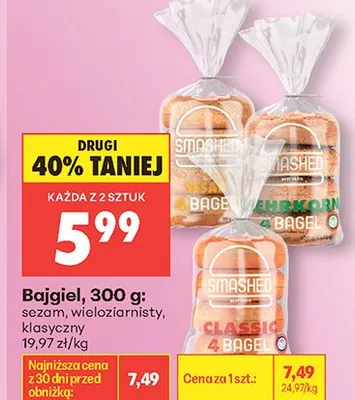 Bajgiel Smashed klasyczny promocja w Biedronka