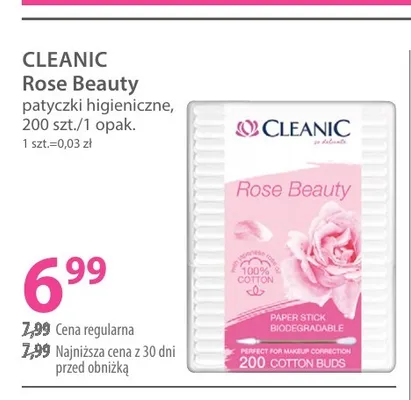 Patyczki higieniczne Cleanic Rose Beauty 200 szt promocja w Hebe