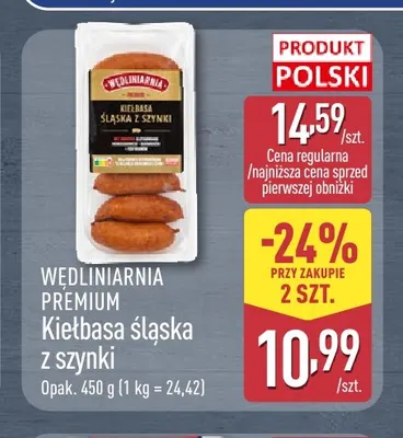 Kiełbasa śląska z szynki Wędliniarnia Premium promocja w Aldi
