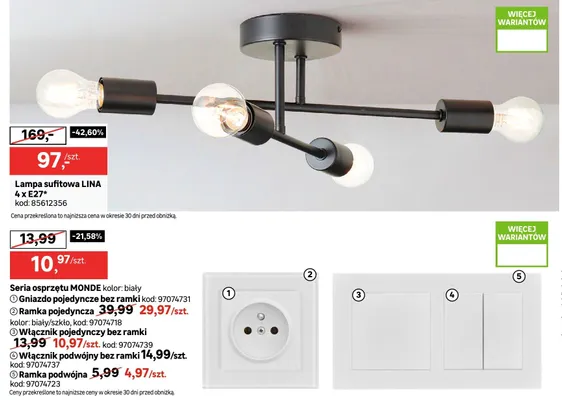 Lampa sufitowa Lina 4 x E27 promocja w Leroy Merlin