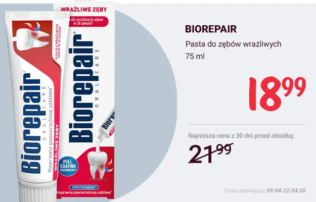 Pasta do zębów wrażliwych Biorepair promocja