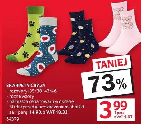 Skarpety crazy rozmiary 35/38-43/46 promocja w Selgros